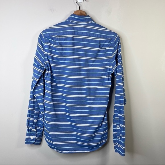J Crew Factory Mens Size XS Casual Button Down Shirt Blue Stripe Longsleeve - Picture 2 of 8